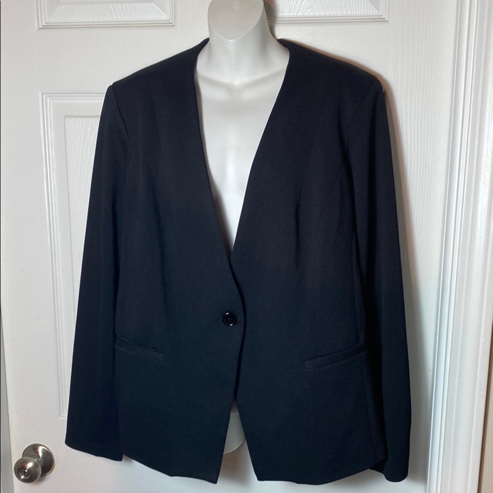 41 Hawthorn Black Blazer Classic Business Attire Dorie Stretch Collarless Sz 2X